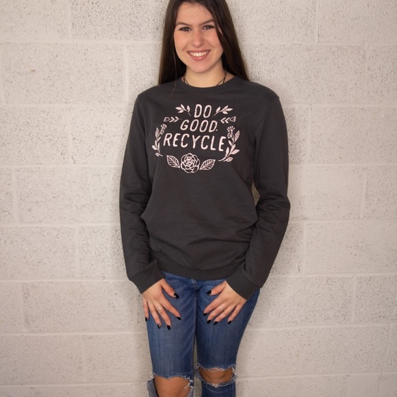 Gray “Do Good, Recycle” Crewneck Sweatshirt - Picture 2 of 3